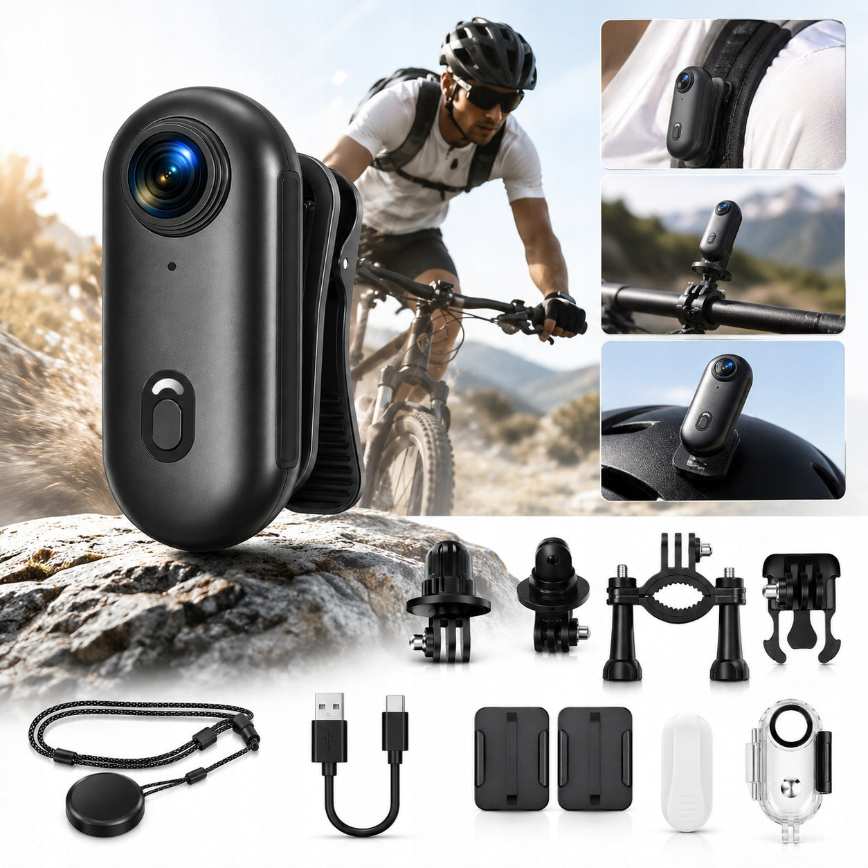 Mini Sports Camera with WiFi 4K UHD Angle 140°Portable Waterproof KIT
