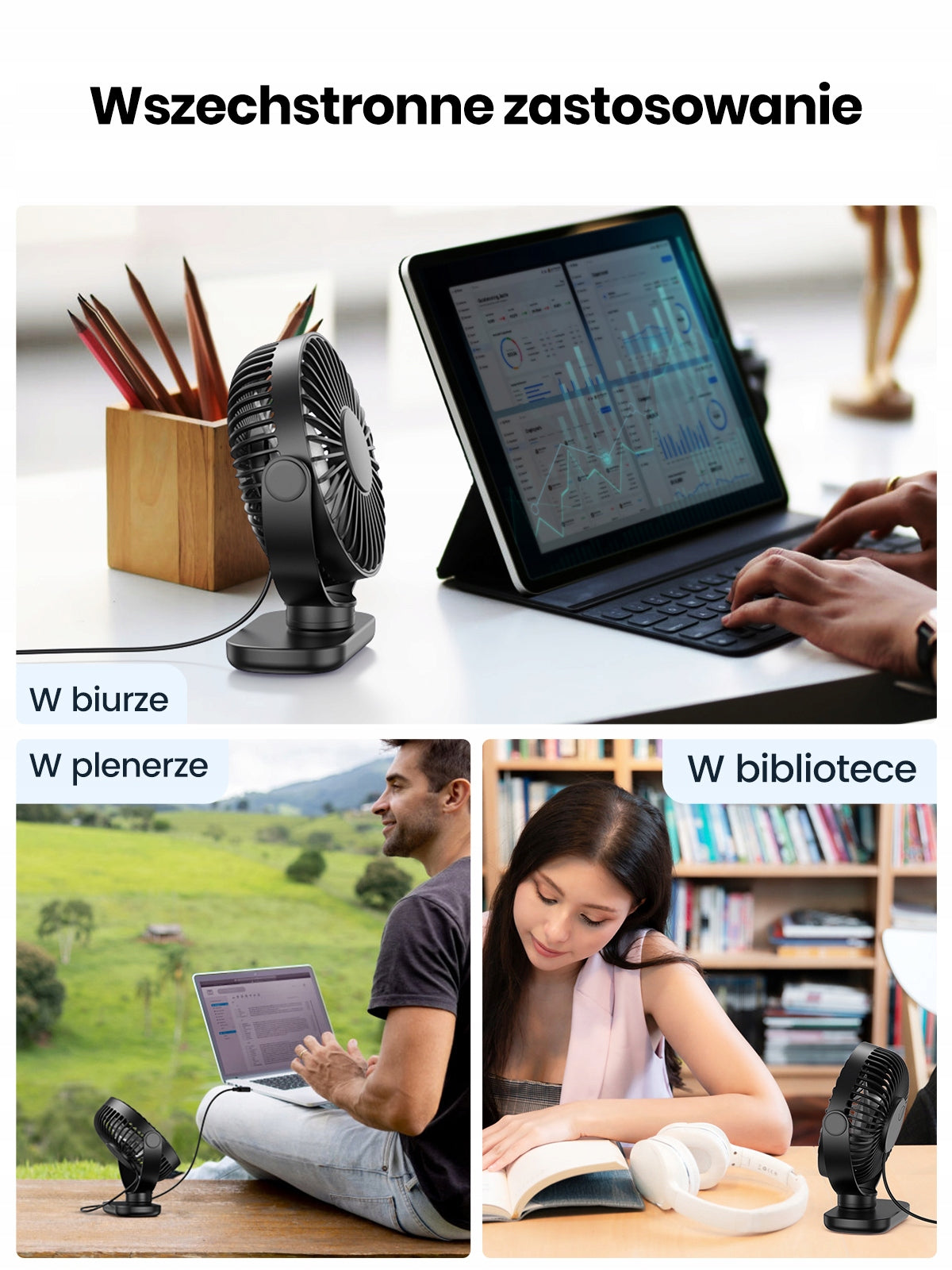 Mini Wentylator USB TOPK Przenośny Cichy do Biurka Podróży Dominant color black