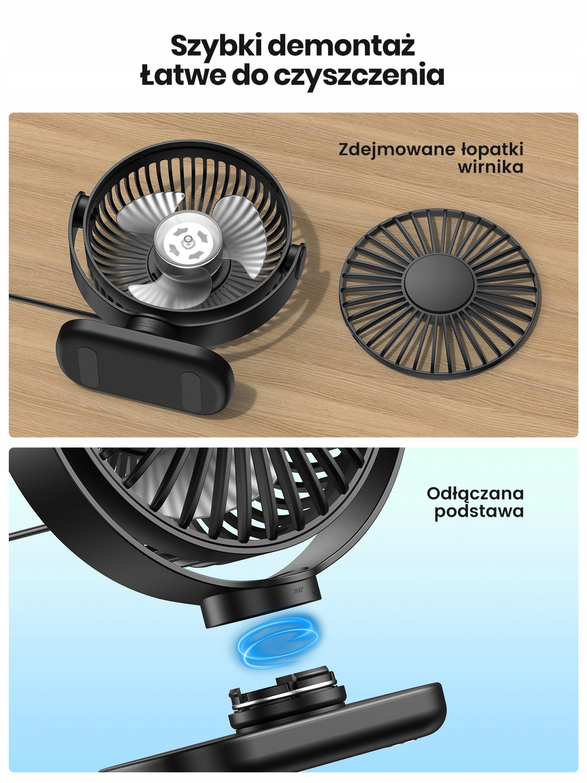 Mini Wentylator USB TOPK Przenośny Cichy do Biurka Podróży Fan type table