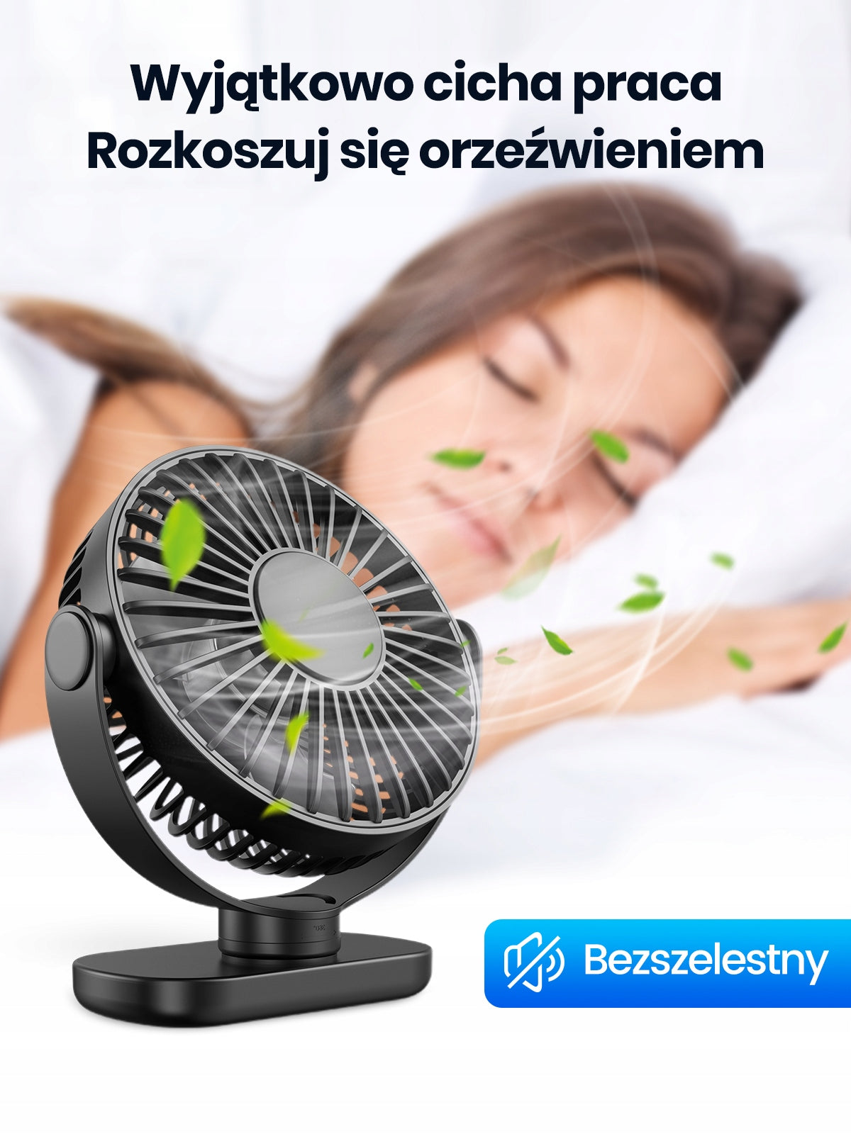 Mini Wentylator USB TOPK Przenośny Cichy do Biurka Podróży Model K62C
