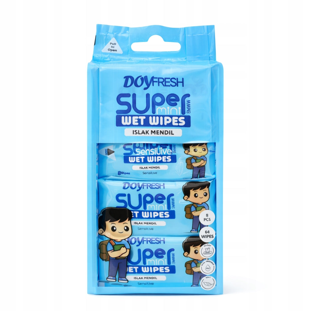 Mini Wet Wipes 8x8pcs (64pcs) Pocket Blue