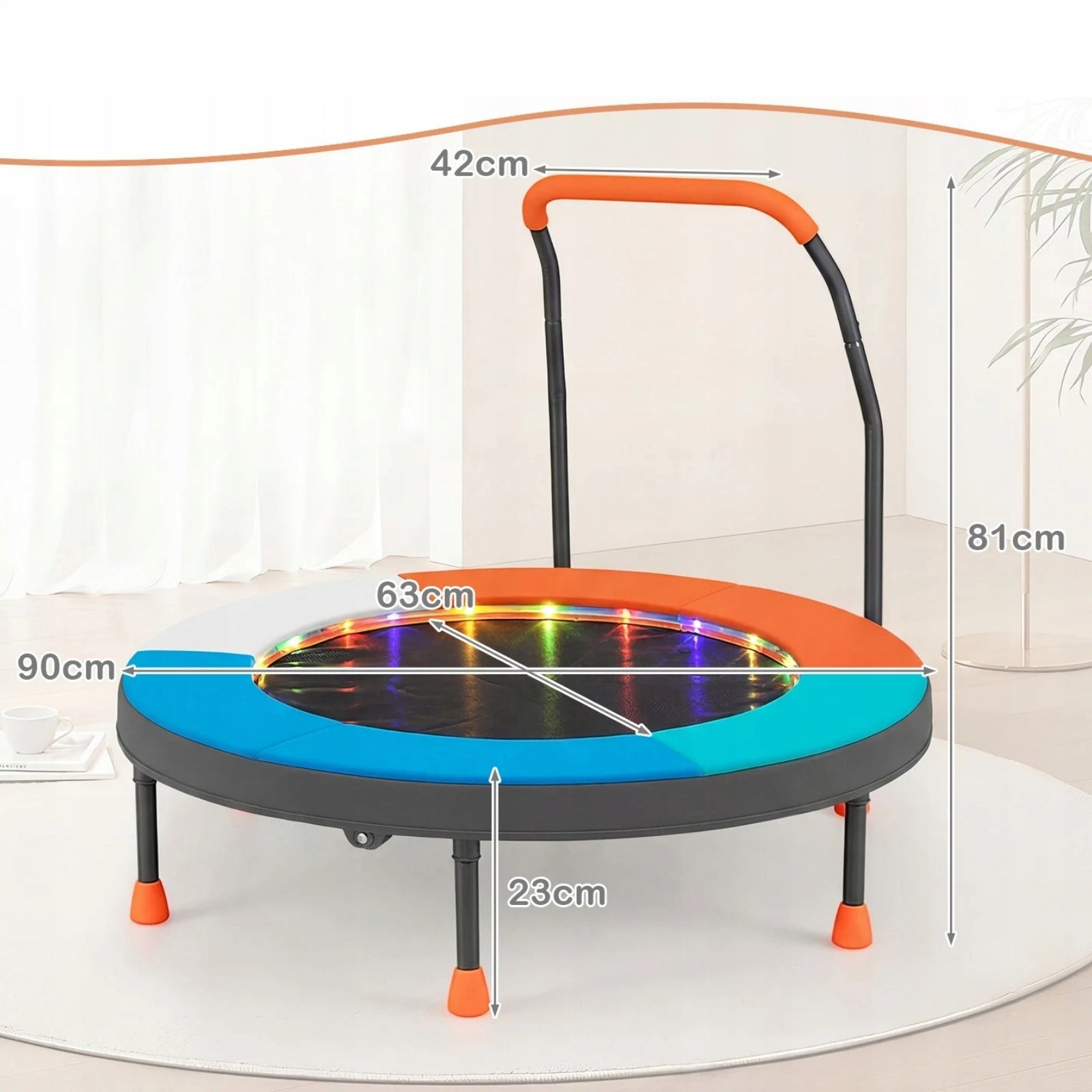 Mini children's trampoline with handle and lights Size (ft) other