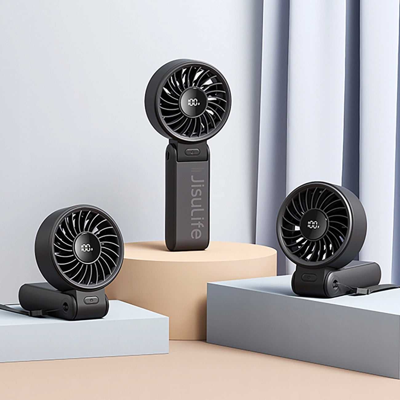 Mini fan Jisulife life7 black Power supply rechargeable battery