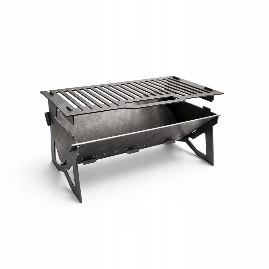 Mini folding tourist grill – steel 2mm | compact | from the manufacturer Grill height 12.6 cm