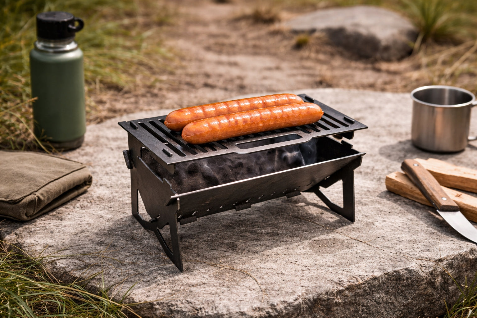 Mini folding tourist grill – steel 2mm | compact | from the manufacturer Packaging status original
