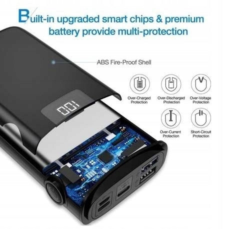 Mini powerbank 10000mAh lightweight pocket USB-B PD fast charging black Brand no brand