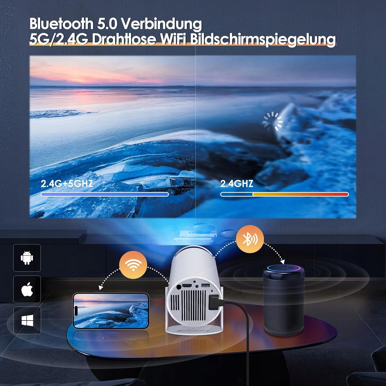 Mini rzutnik 1080p Full HD 180°, przenośny projektor wideo, mały Manufacturer code Zhuwaitouyingyi17
