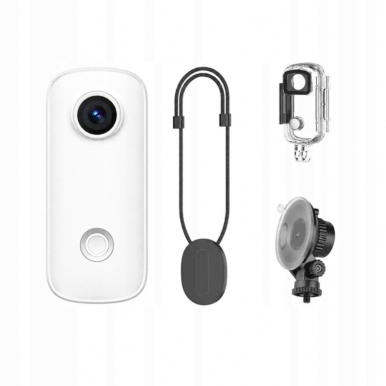 Mini small Sports Camera SJCAM C100 PRO white 4K + housing + mount
