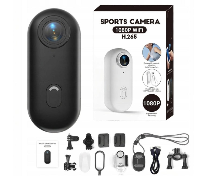 Mini sports camera Full HD 1080P black with Wi-Fi, waterproof, magnetic