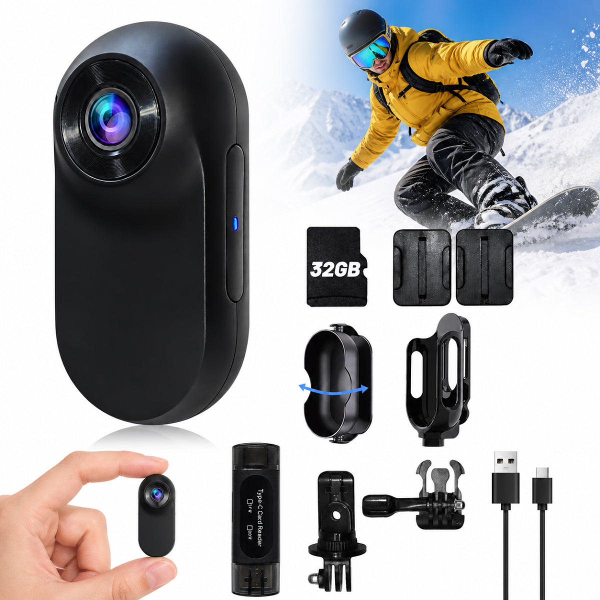 Mini sports camera , HD 1080P mount