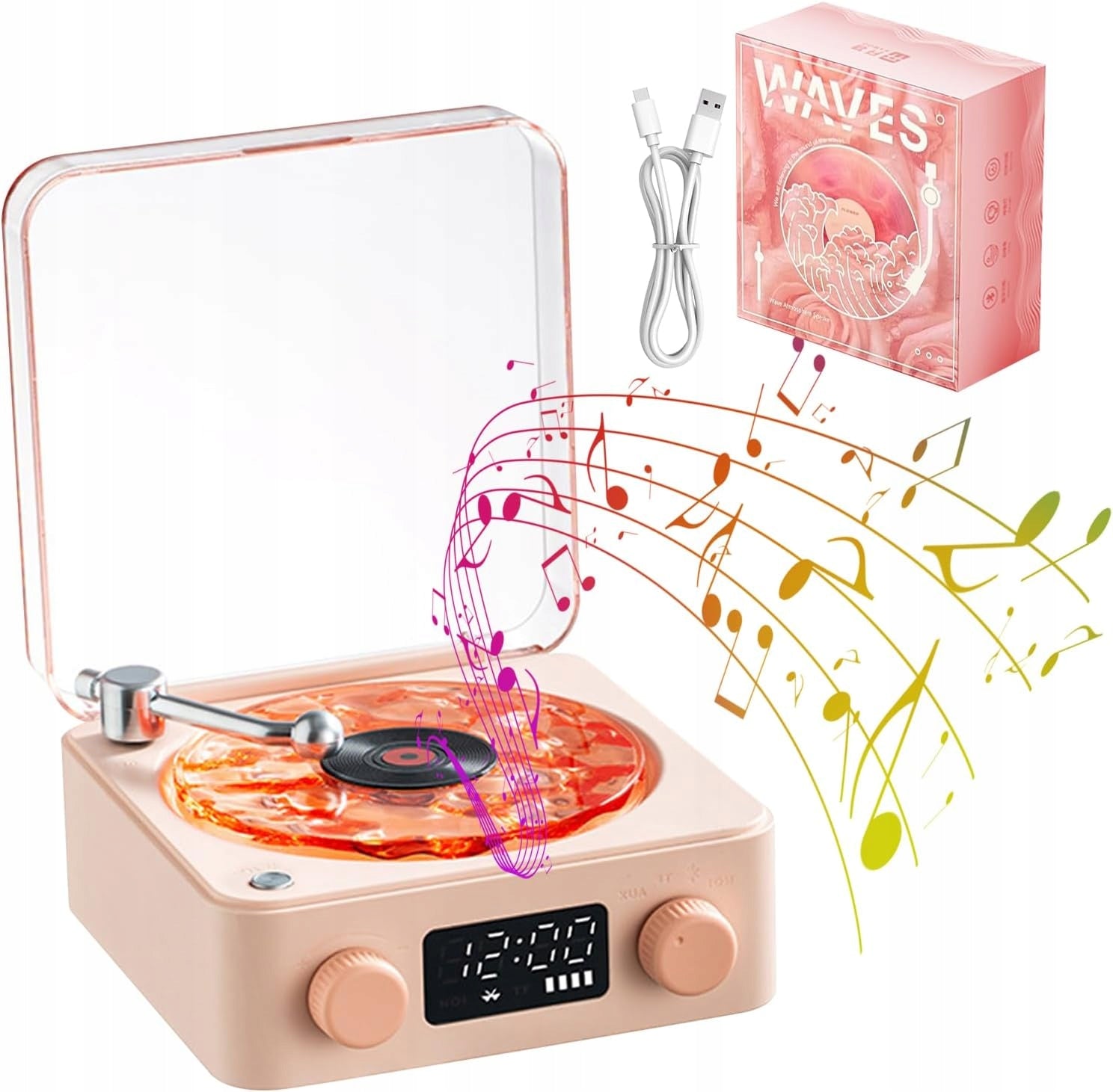 Mini wireless speaker with sleep sound and 3 lighting modes