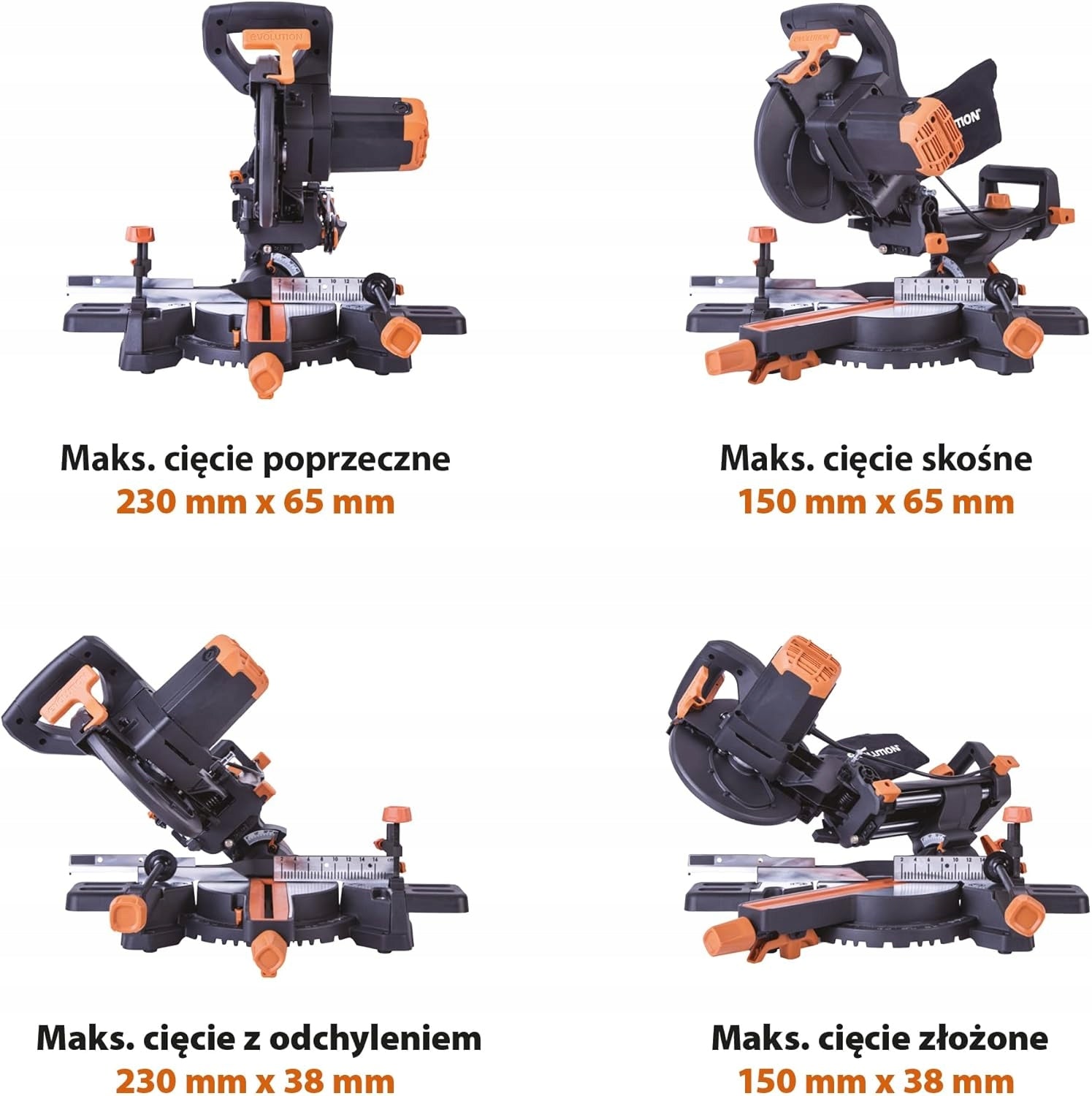 Miter saw Evolution R255SMS-DB+ 255 mm with multi-material TCT disc Series Rage