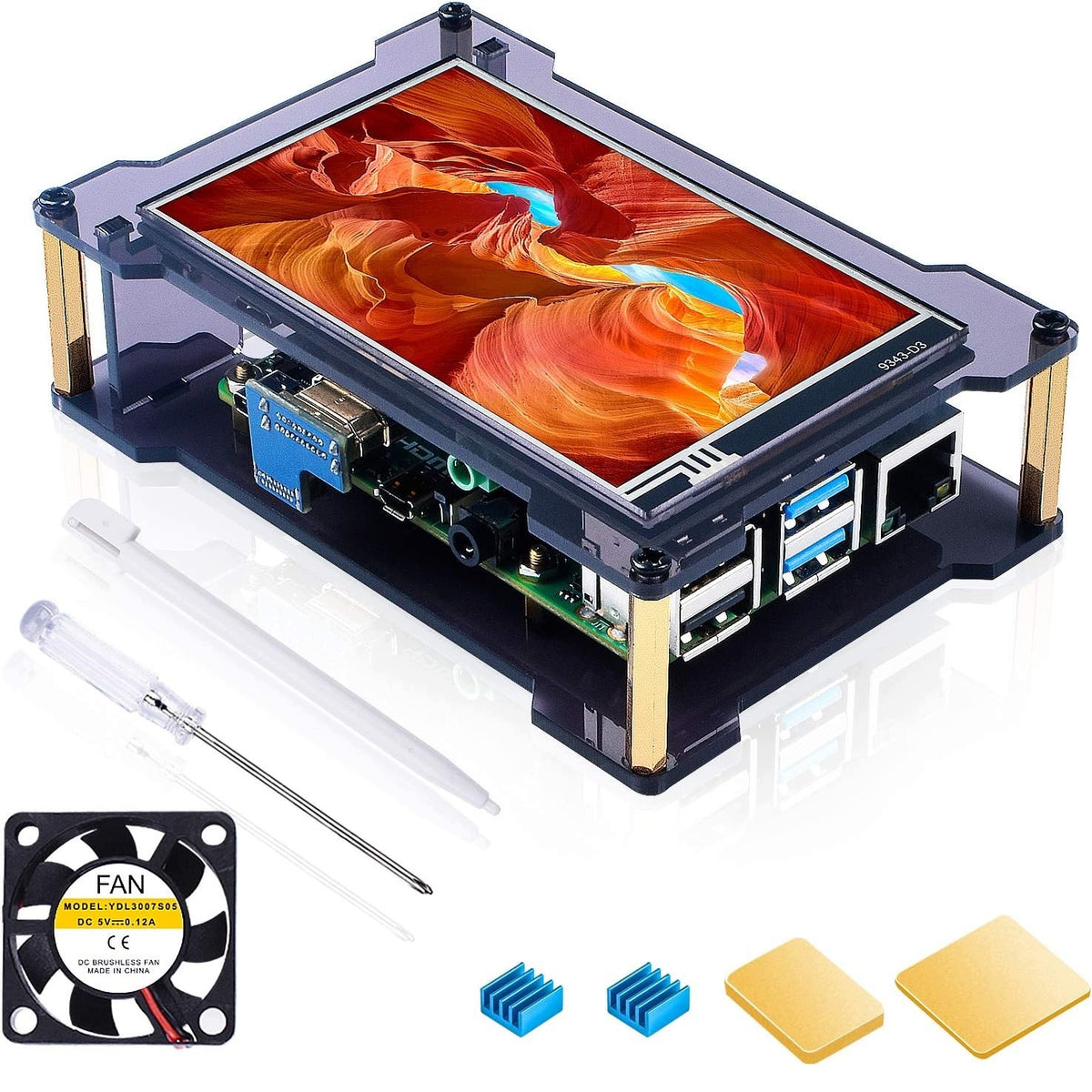 Miuzei Raspberry Pi 4 Touch Screen with Case, 4 Inch Display