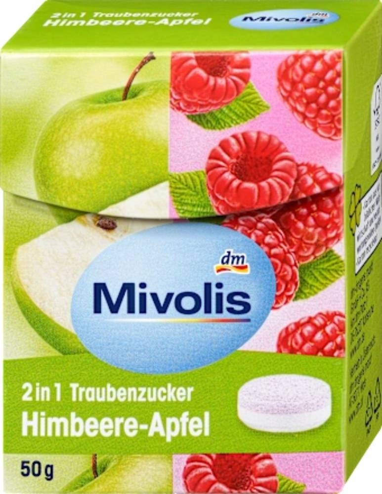 Mivolis Glucose Raspberry Apple Lozenges 50g Germany