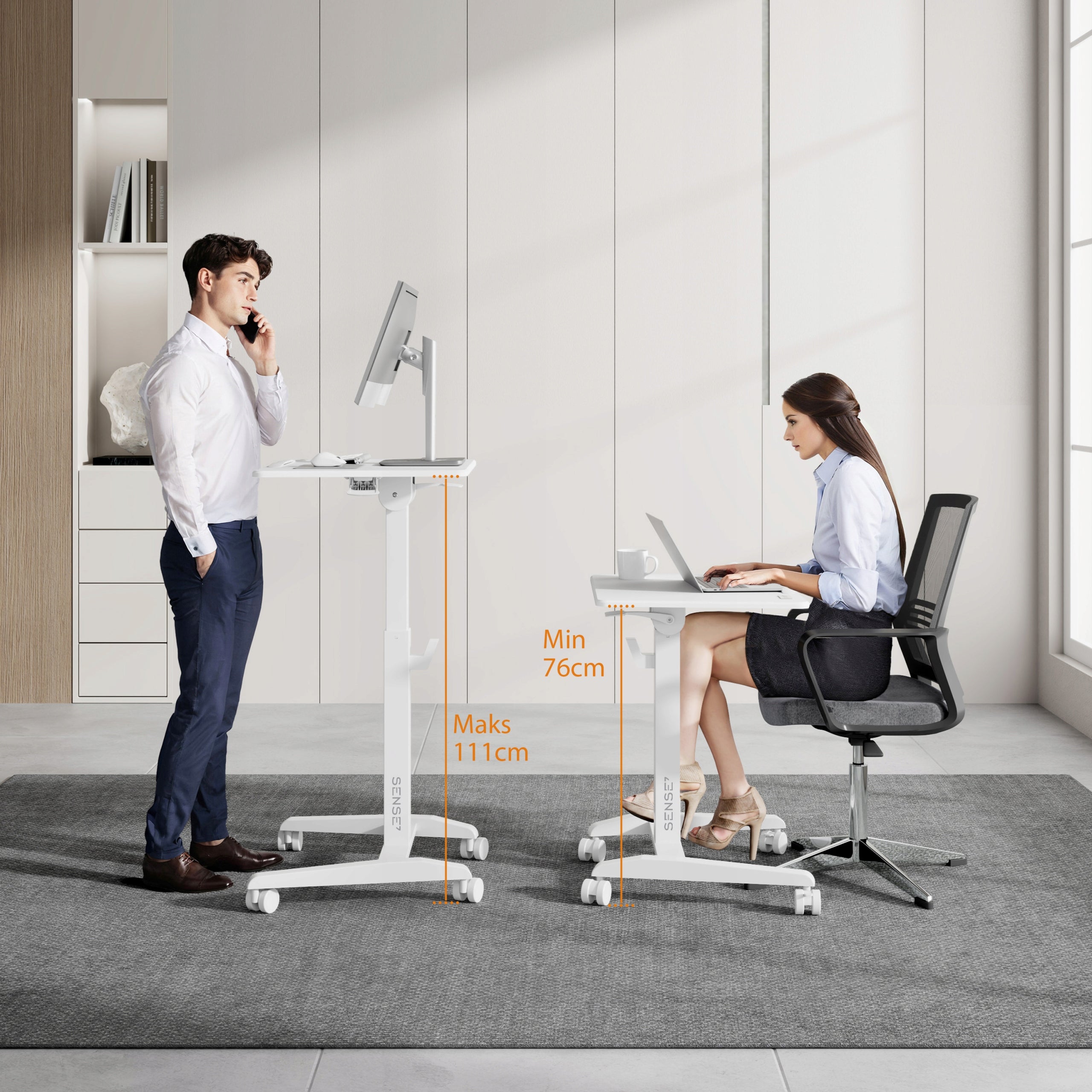 Mobile Desk Adjustable Folding Laptop Table Wheels 70x52cm Sense7 EAN (GTIN) 5902659845092
