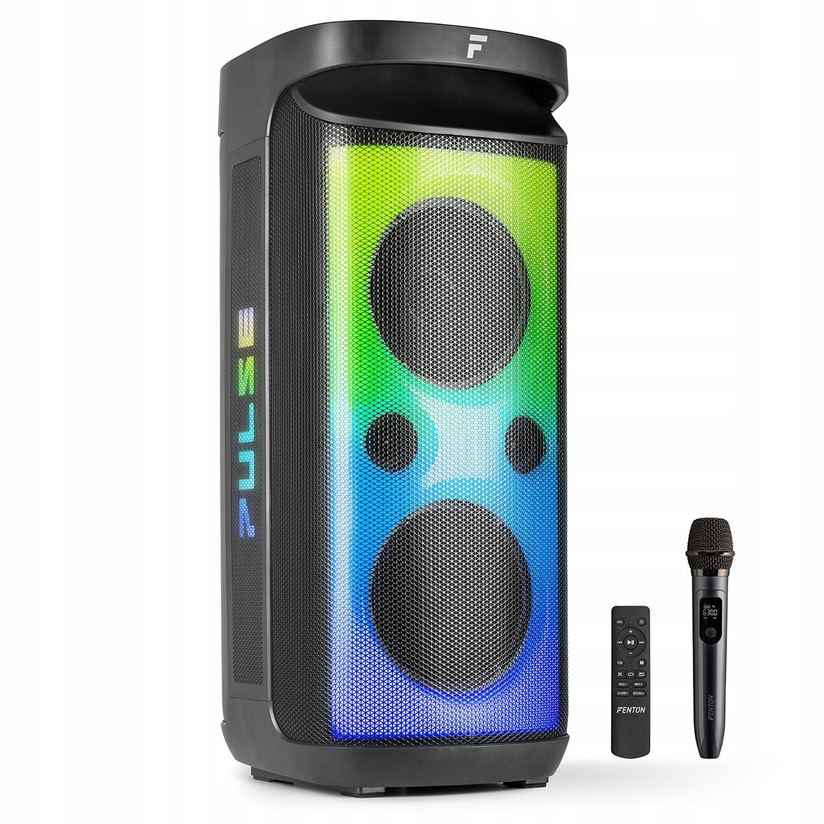 Mobile Speaker 320W boombox LED BT USB FM Rechargeable UHF Microphone Batteries included yes