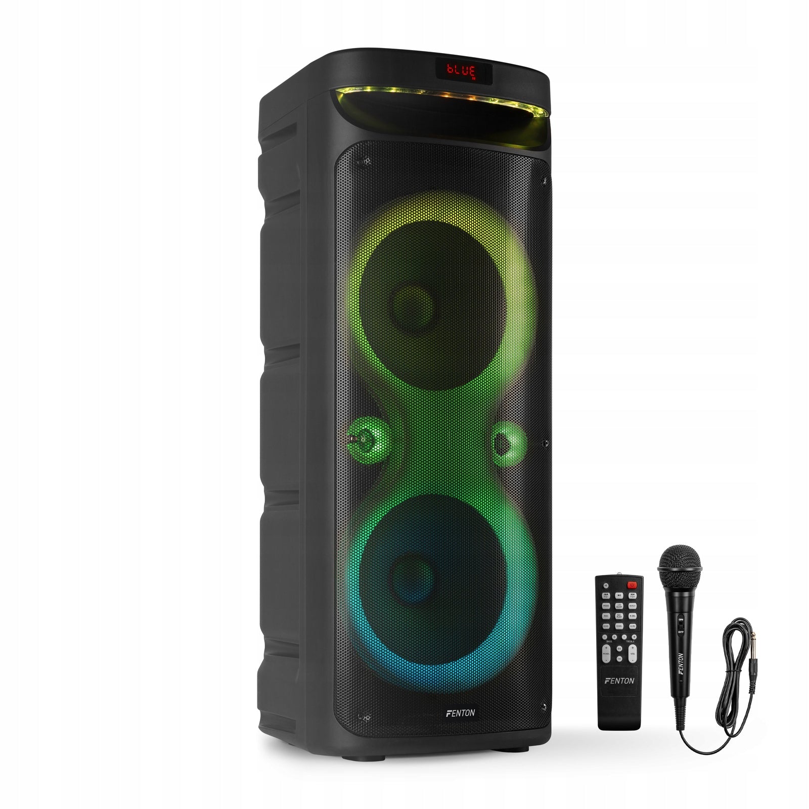 Mobile boombox party speaker with LED lighting karaoke battery Batteries included yes