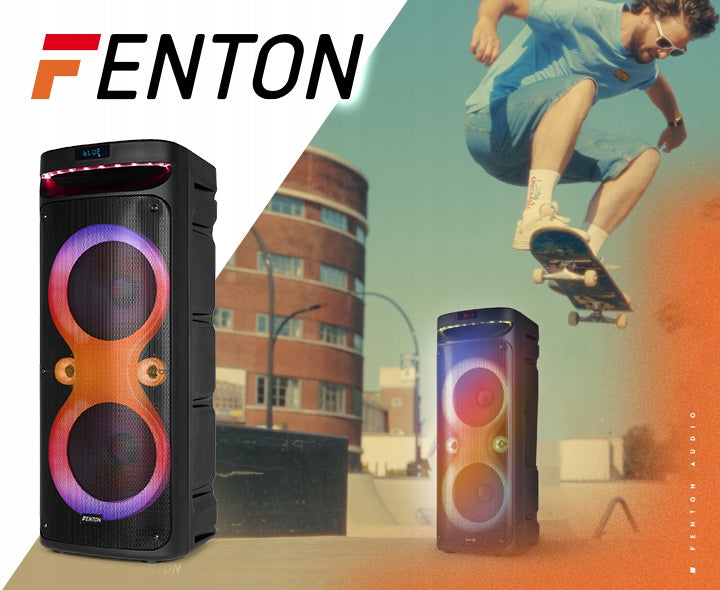 Mobile boombox party speaker with LED lighting karaoke battery Brand Fenton