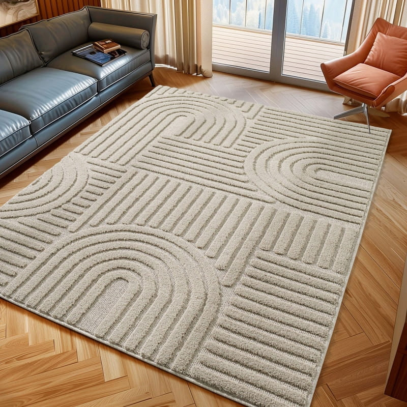 Modern 3D carpet, for bedroom living room beige 240 cm x 340 cm certificate Packaging status original
