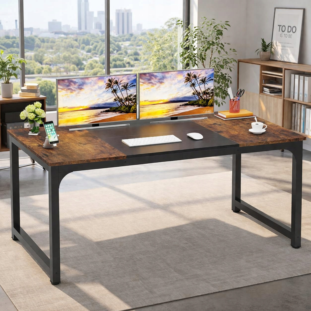 Modern Computer Desk 180x80x75cm Metal Frame Double Office Dining Table Manufacturer code U0128