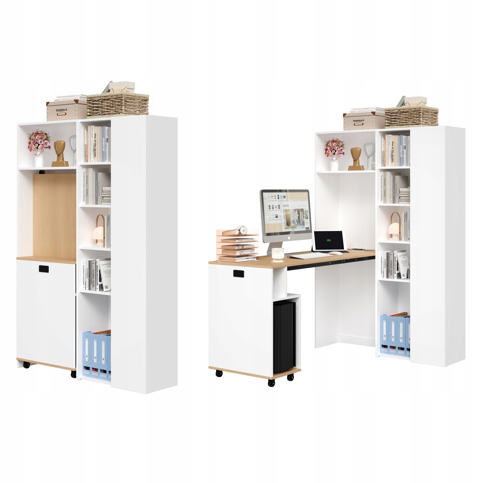Modern Desk With Bookcase 2in1 Folding With Outlet USB Adjustable Shelves Manufacturer code HAFBUHAFB2645431