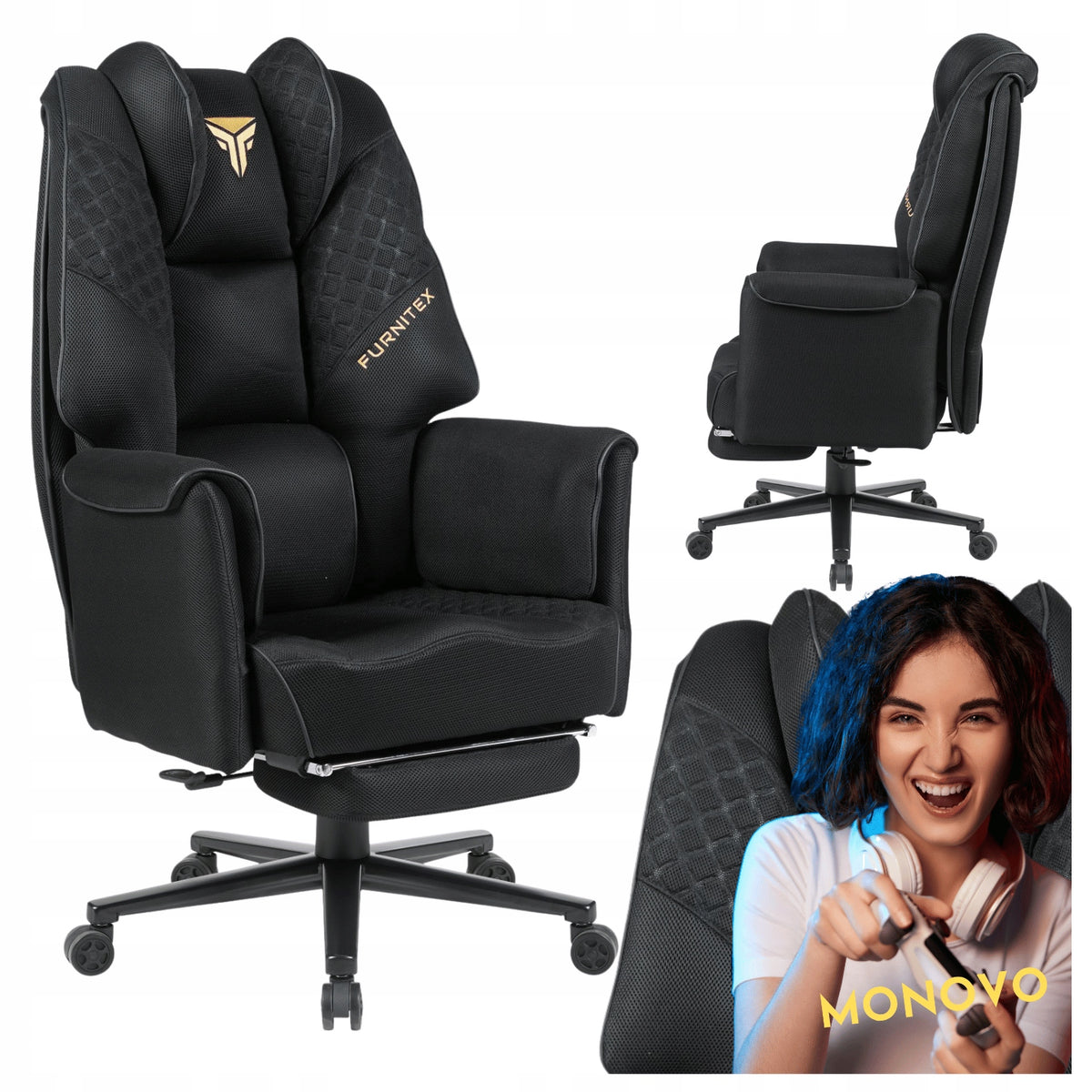 Modern Gaming Swivel Chair Ergonomic For Desk Black MOVI