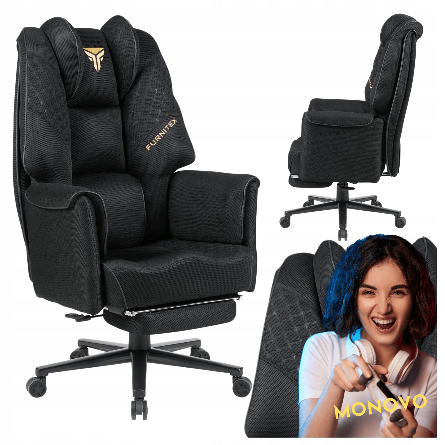 Modern Gaming Swivel Chair Ergonomic For Desk Black MOVI
