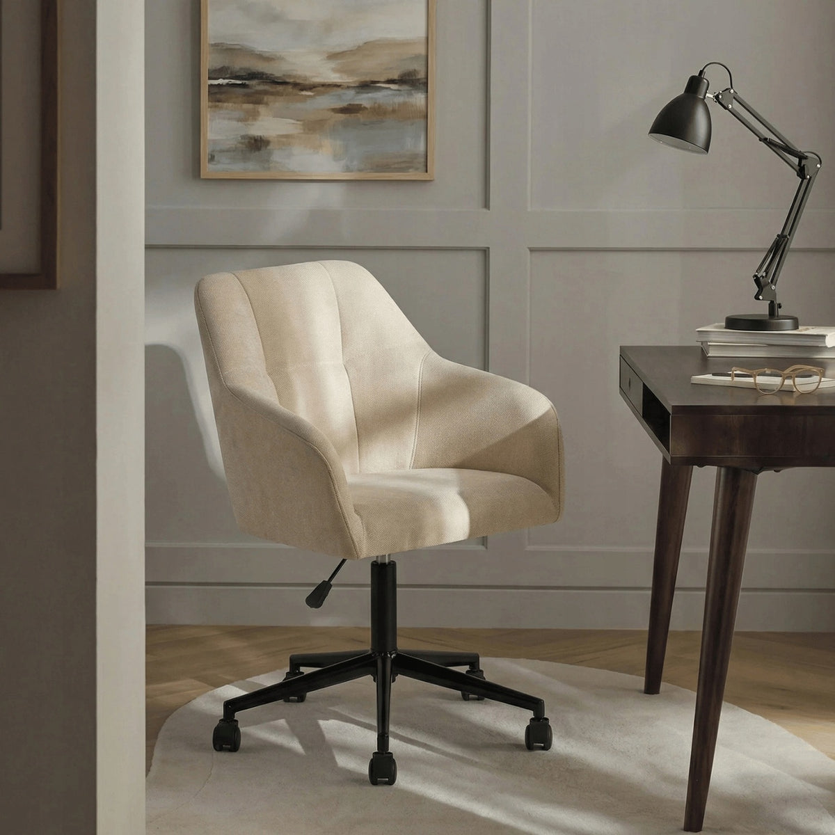 Modern Office Chair Swivel For Desk Cream Beige Black BALOS Brand MONOVO
