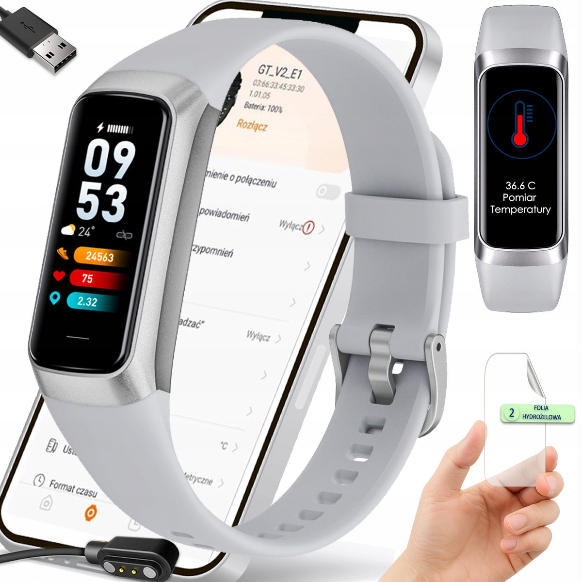 Modern Smartwatch Women's Men's Pulse Steps Pressure Kcal Temperature