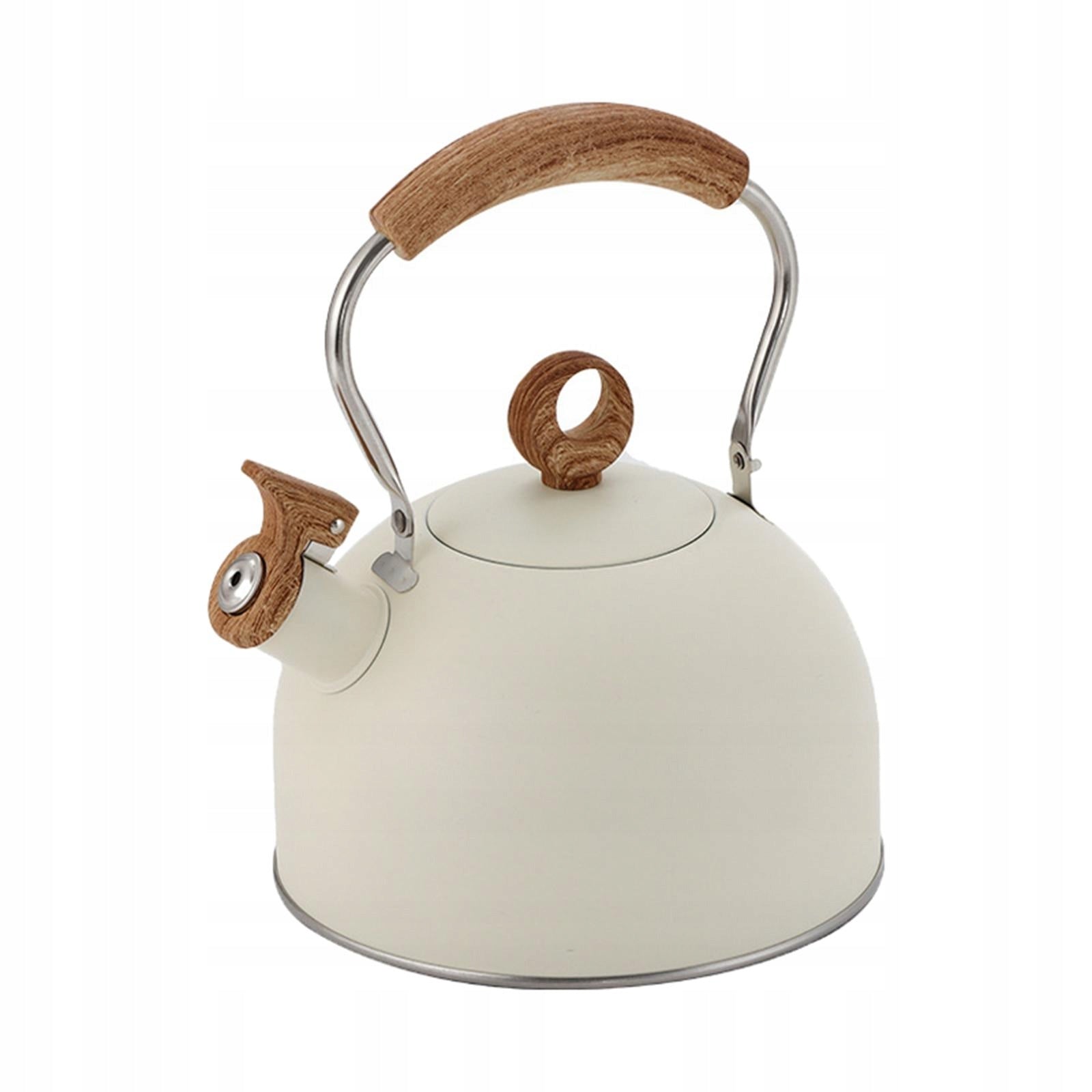 Modern Stainless Steel Tea Kettle Cooker Teapot for Camping Beige white Kind steam juicer