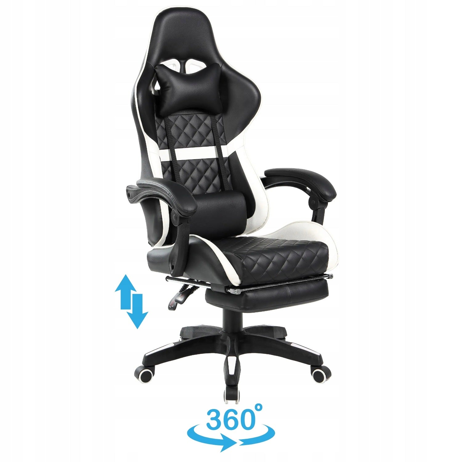 Modern Swivel Chair for Computer Gaming Black and White Ecoleather ZOLI Brand MONOVO