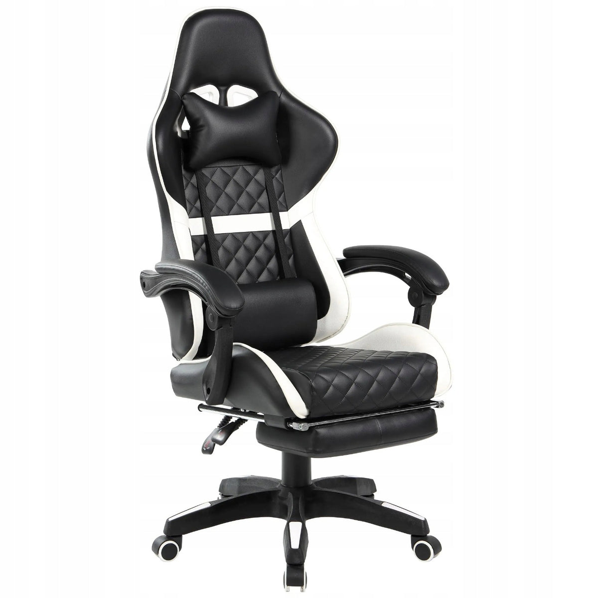 Modern Swivel Chair for Computer Gaming Black and White Ecoleather ZOLI Furniture depth 74 cm