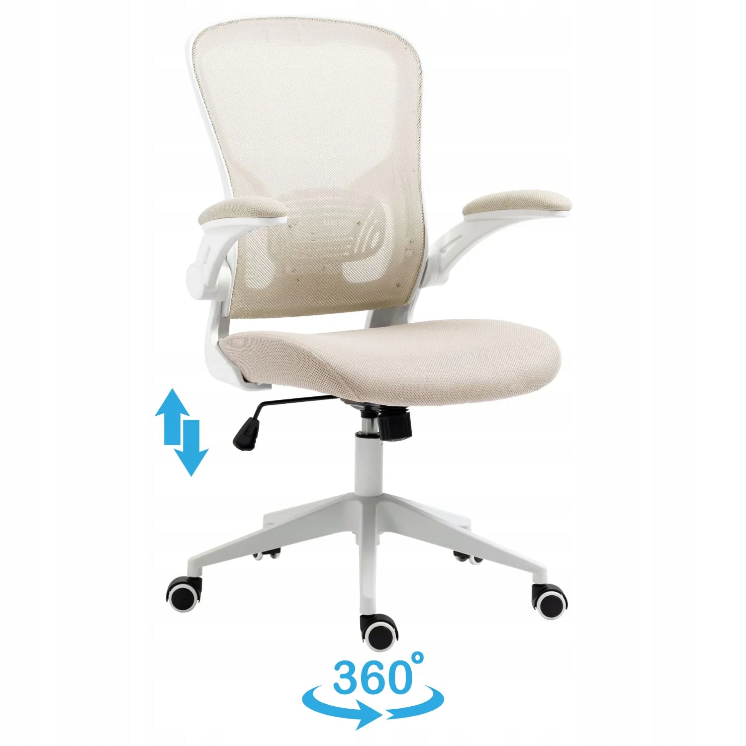 Modern Swivel Chair for Desk with Mesh Armrests Beige ABEL Brand MONOVO