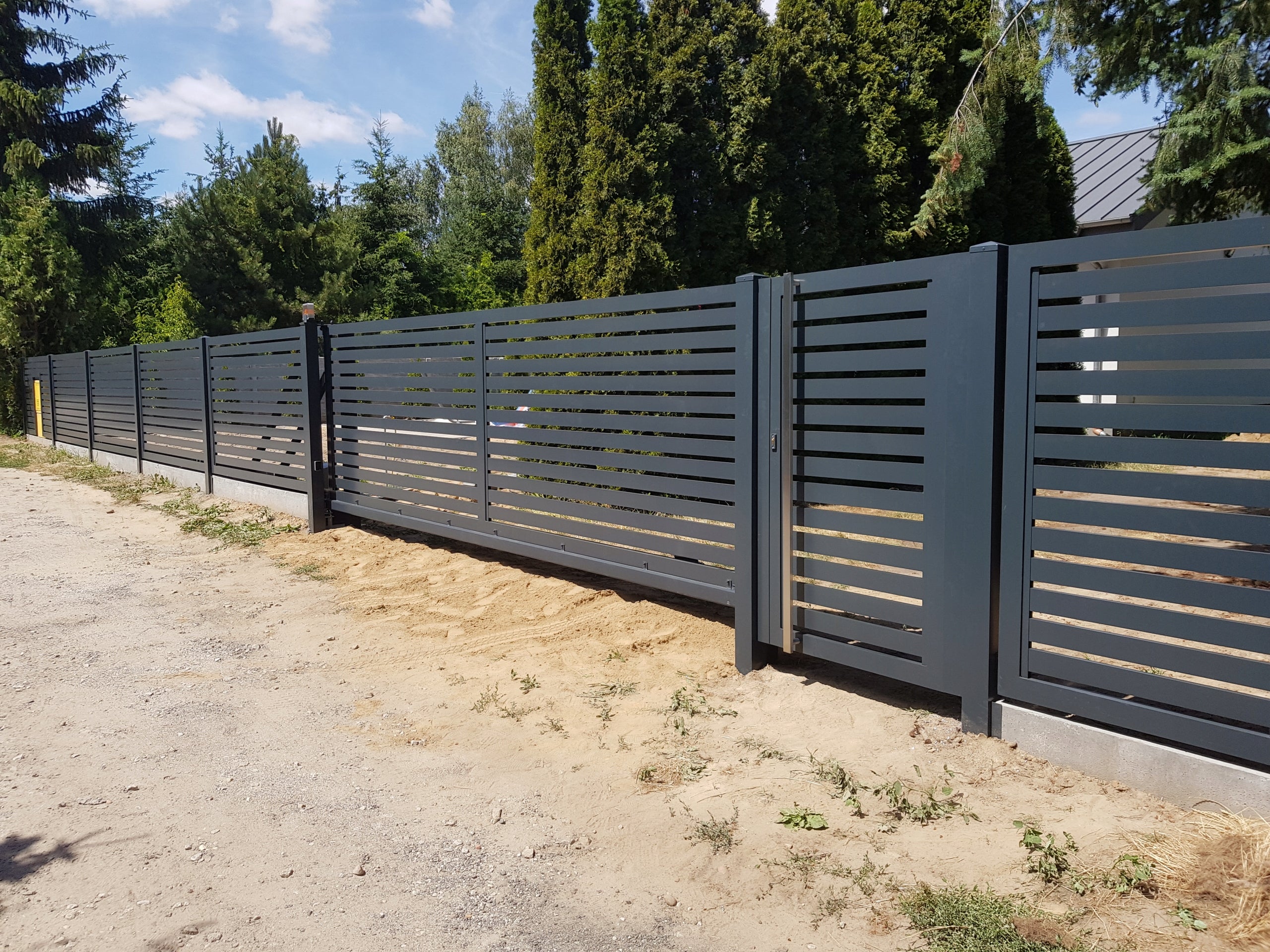 Modern aluminum sliding gate. Brand no brand