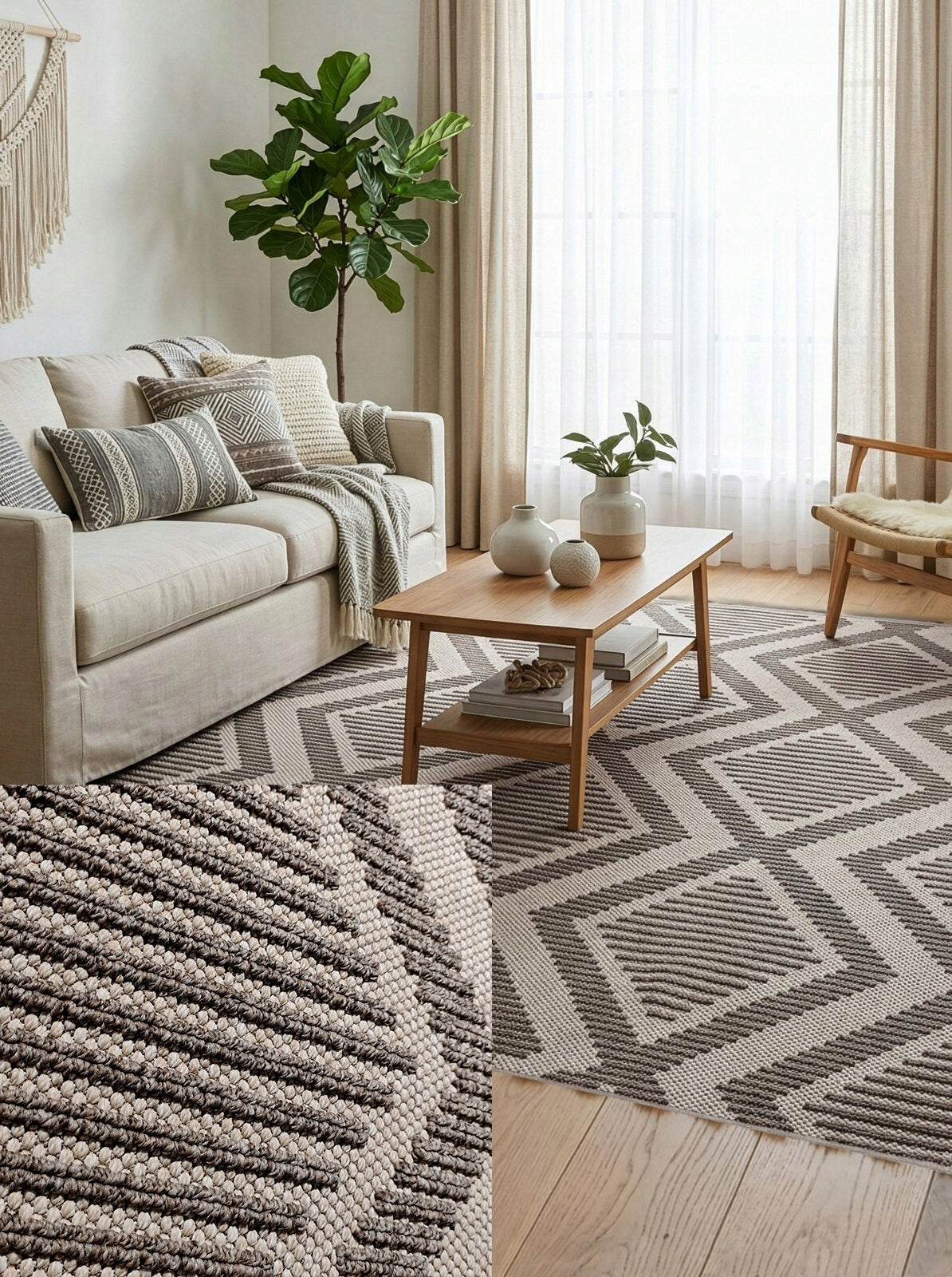 Modern boho style carpet with short pile 80 x 200 cm Brand Eurofirany