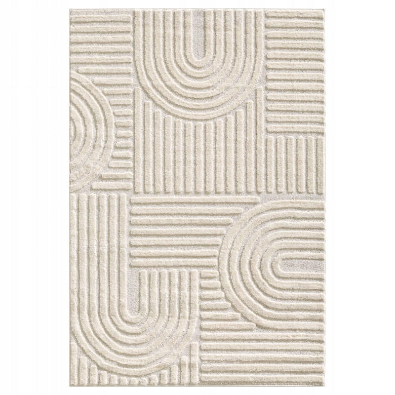 Modern carpet for bedroom living room 3D cream 140 cm x 200 cm certificate