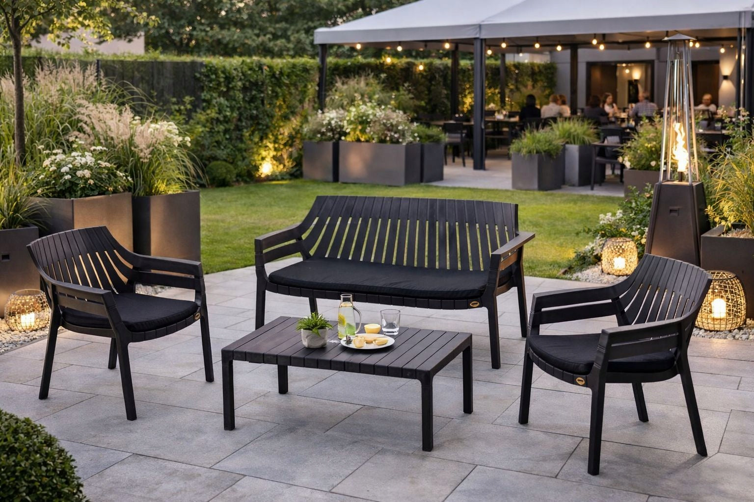 Modern compact sofa+ terrace set 2 armchairs+cushions+table Manufacturer code 30885
