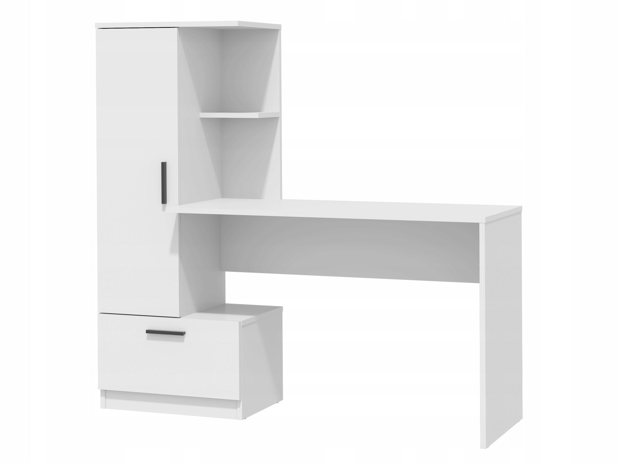 Modern desk with bookcase REGI WHITE BOOKCASE DESK DRAWER HANDLES STYLE Manufacturer code PBREGBI