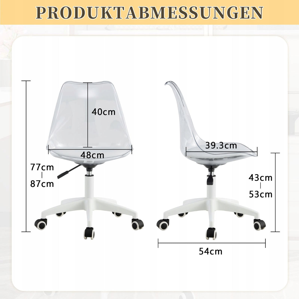 Modern office chair, transparent backrest, PU Brand no brand