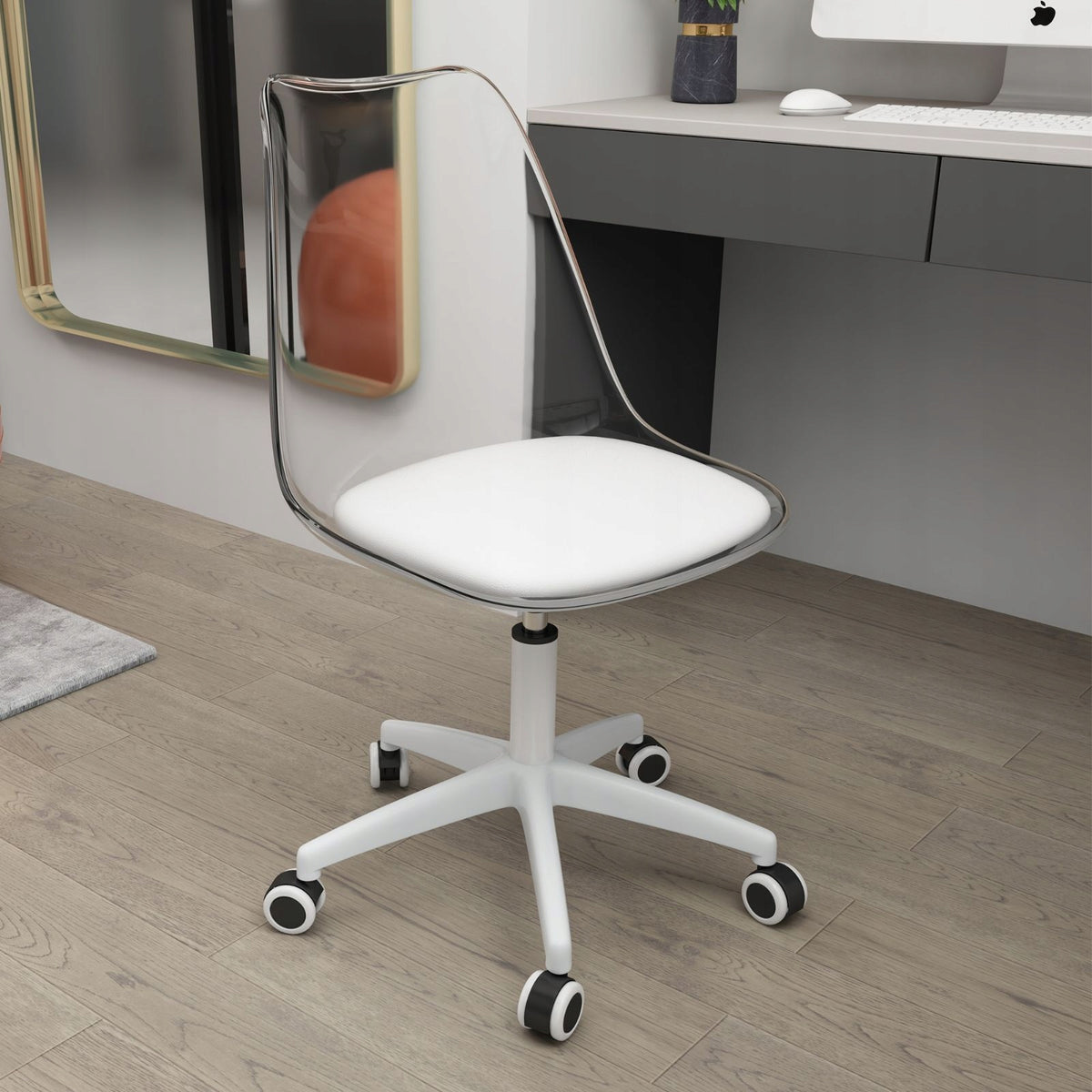 Modern office chair, transparent backrest, PU
