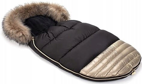Modern stroller sleeping bag with fur GOLD