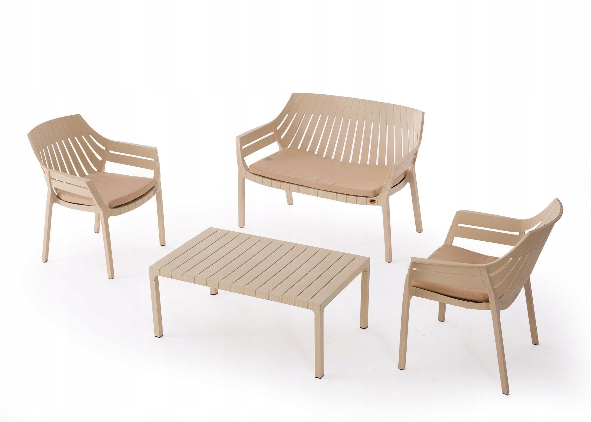 Modern terrace set balcony AZURE sofa+ 2 armchairs+pillows+table Color beige