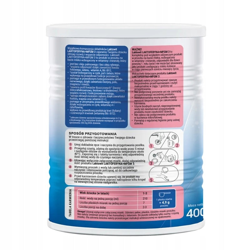 Modified milk Laktowit 3 Lactoferrin + MFGM+ 12m year 400 g Brand Laktowit