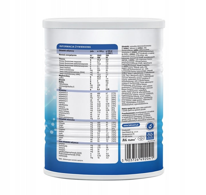 Modified milk Laktowit 3 Lactoferrin + MFGM+ 12m year 400 g Manufacturer code 5904730917704