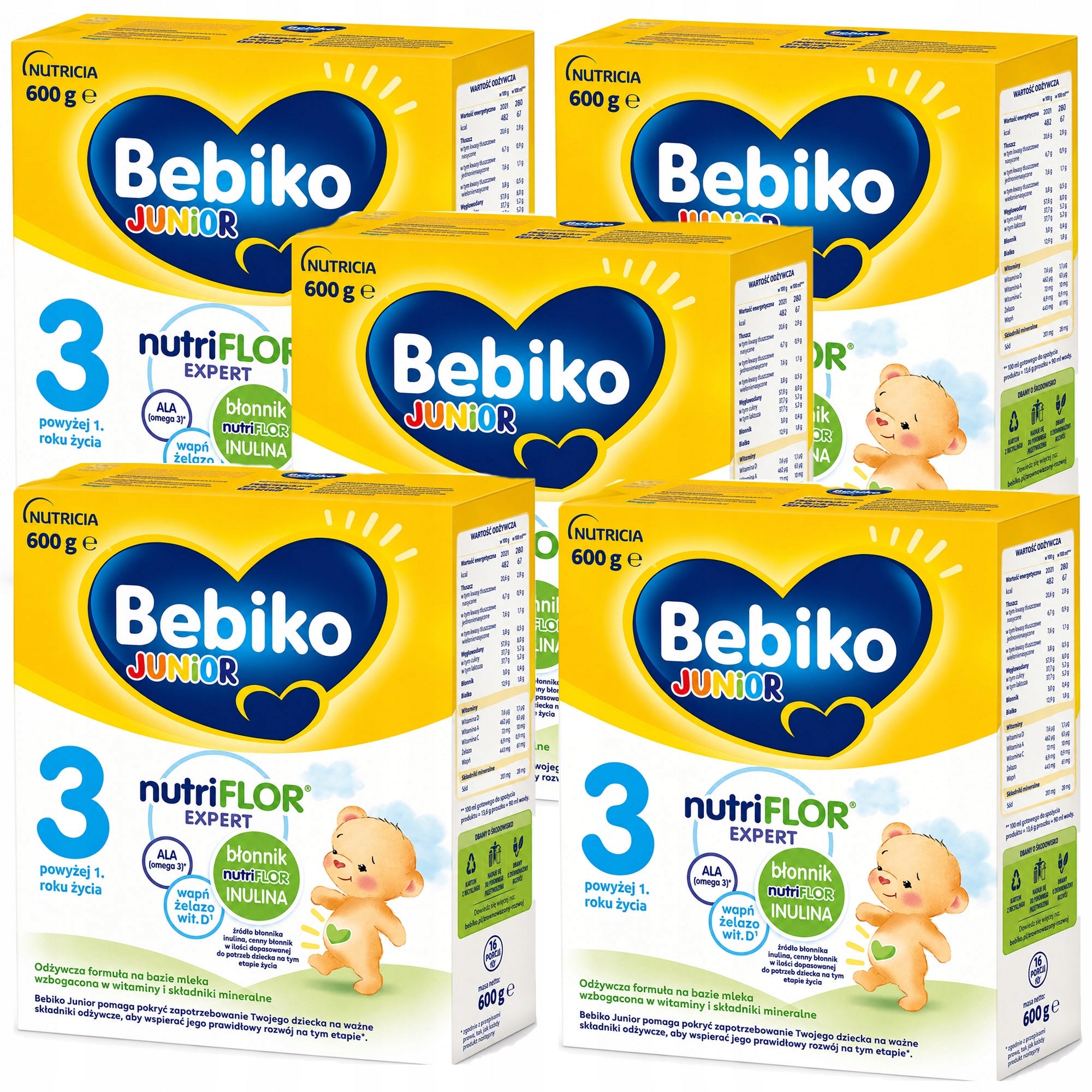 Modified milk for children Bebiko Junior 3 Nutriflor Expert 5 x 600 g