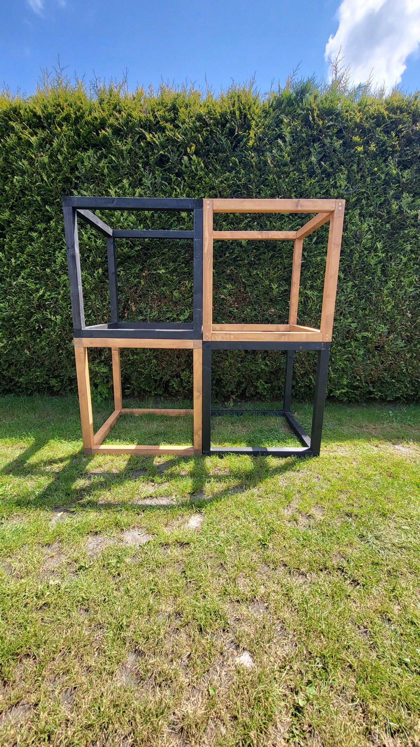 Modu-Box 2 + Wooden Modern Modular Square Toys Included 2 single swings crow's nest house ladder single swing tunnel slide