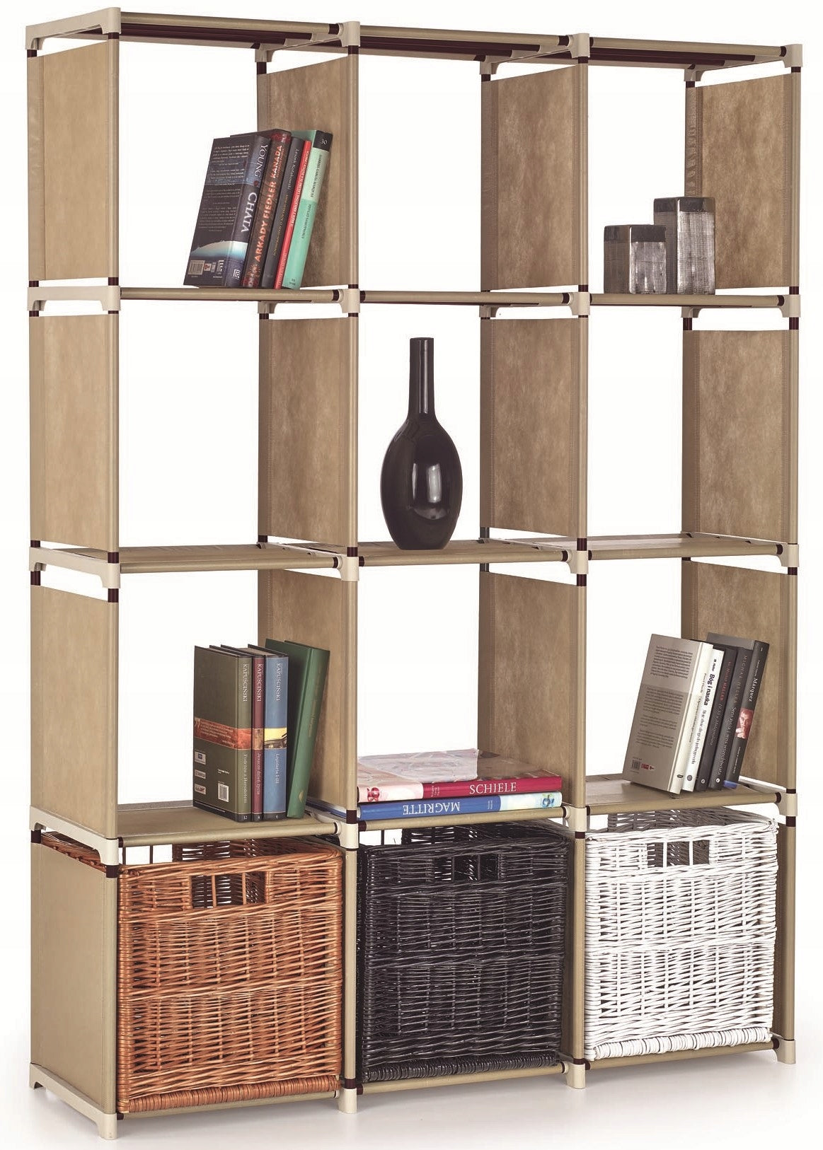 Modular Bookcase Folding Shelves Cabinet Organizer Beige METRO