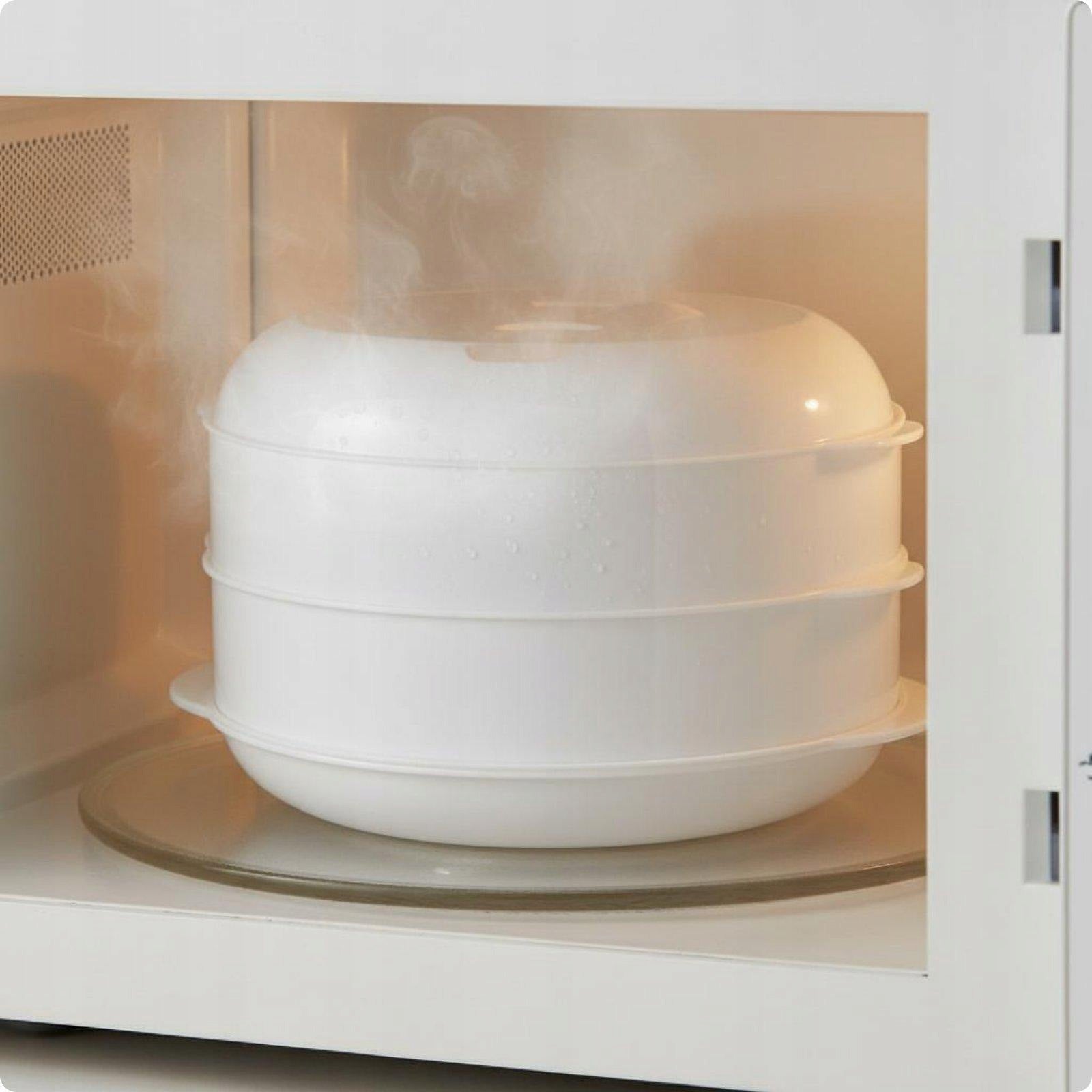 Modular Microwave Steamer Adjustable Vent Hole Steaming Basket L 2 Layer