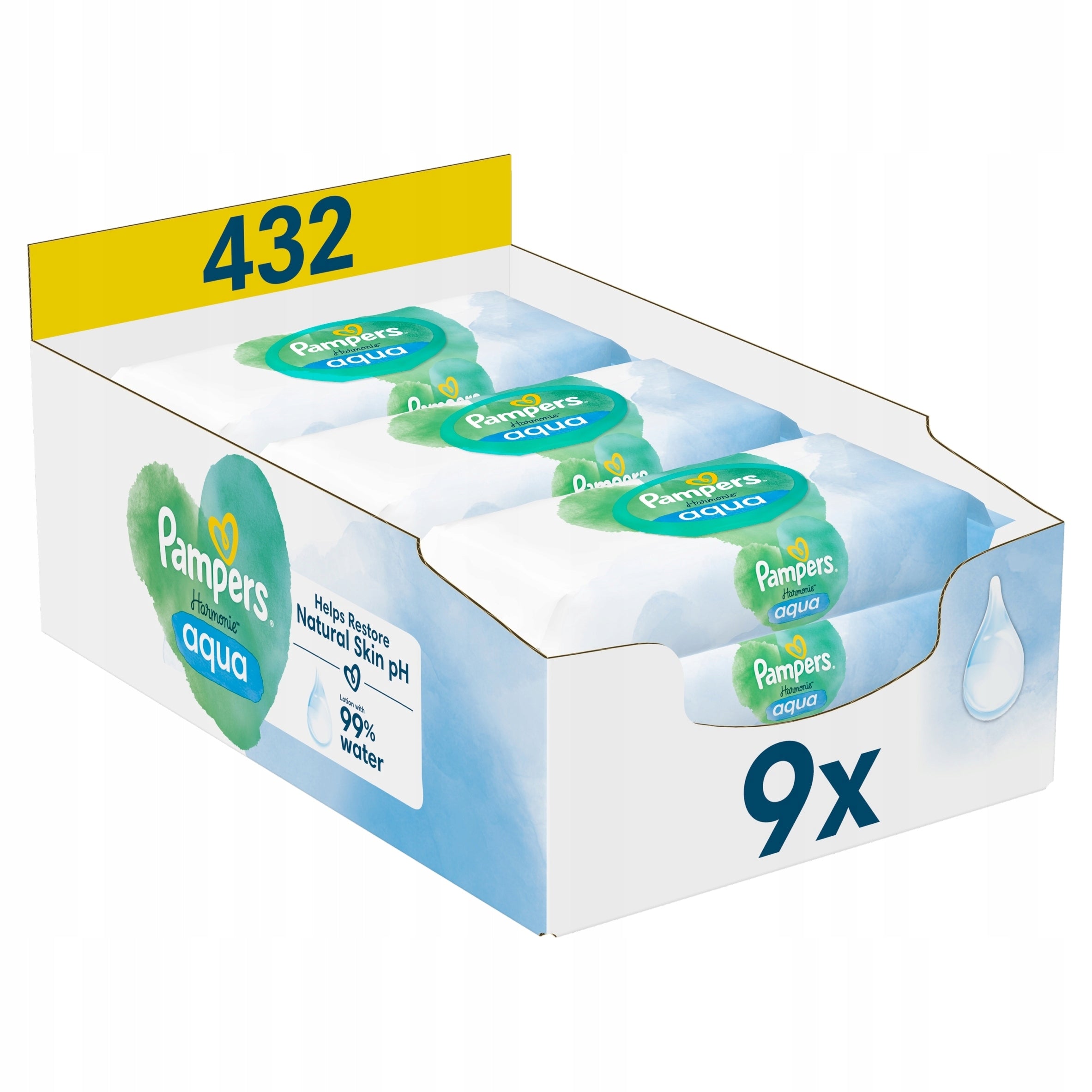 Moisturized Wipes Pampers Harmonie Aqua 9 x 48 pcs. Packaging status original
