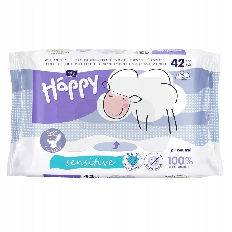 Moisturized toilet paper Bella Baby Happy Sensitive with aloe vera, 42 pcs.